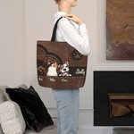 Personalized Retro Pattern Cartoon 1-6 Dogs Cats Paw Print Large Tote Bag with Name Birthday Gift for Pet Lover