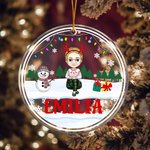 Ornement de Noël en acrylique personnalisé avec nom Bonhomme de neige en dessin animé Décoration de l'arbre de Noël Cadeau de fête pour la famille