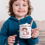 Personalised Santa Initial Merry Christmas 11oz Enamel Mug with Name Christmas Party Favor Gift for Kids Family