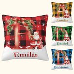 Personalisierte Plaid Holly Bogen Weihnachtsmann weiches Kissen Abdeckung mit Initiale und Name Home Decor Weihnachtsgeschenk für Familie