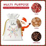 Personalised Coloured Lights Coquette Bow Name Drawstring Gift Bag with Kraft Paper Tag Merry Christmas Party Favors for Kids Family