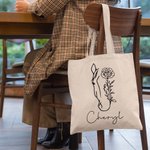 Personalised Horse Birth Flower Large Canvas Bag with Name Birthday Gift for Horse Lover