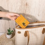 Personalized Cartoon Girl Birth Flower Portable Genuine Leather Wallet with Name Card Holder Birthday Anniversary Gift for Women