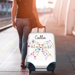 Personalized Colorful Christmas Lights Coquette Bow Name Luggage Protective Cover Fits 18-32 Inches Suitcase Travel Accessories Gift for Travel Lovers