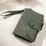 Portefeuille en cuir plié avec porte-cartes et nom Cadeau d'anniversaire pour les femmes