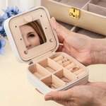 Personalisierte 1-8 Familie Geburt Blume Bouquet Portable Leder Name Schmuck-Box mit Spiegel Reisezubehör Geburtstag Geschenk für Frauen