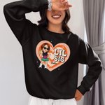 Personnalisé Grand Sis Mid Sis Lil Sis Y2K Heart Cartoon Girl T-shirt Sweatshirt Hoodie with Name Birthday Friendship Gift for Besties Women