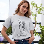 Personalised Multicolour Horse Birth Flower 100% Cotton T-shirt with Name Birthday Gift for Horse Lover