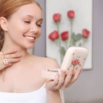 Personalisierte 1-8 Familie Geburt Blume Bouquet Portable Leder Name Schmuck-Box mit Spiegel Reisezubehör Geburtstag Geschenk für Frauen