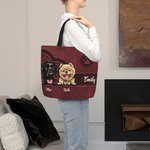 Personalised Retro Cartoon 1-6 Dogs Paw Print Large Reusable Tote Bag with Name Birthday Leisure Gift for Dog Pet Lovers