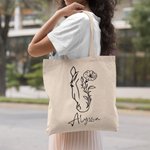 Personalised Horse Birth Flower Large Canvas Bag with Name Birthday Gift for Horse Lover