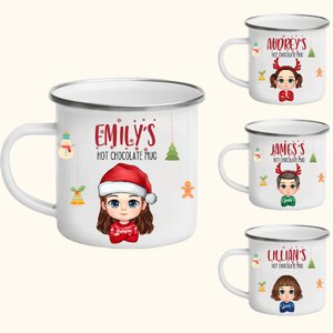 Henkilökohtainen Jingle Bell piparkakku sarjakuvahahmo 11oz Silver Rim emali muki nimi syntymäpäivä joululahja pojille tytöille