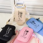 Personalized Line Birth Flower Horse Water Bottle Carrier Bag with Name Pouch and Strap Accessories for 40oz Stanley Birthday Gift for Women