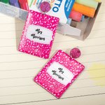 Personlig Glitter Penna Krita Apple Wide Linjärt Anteckningsblock Örhängen med Namn Uppskattning Tillbaka till skolan Present till lärare