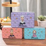Personalised Butterfly Cartoon Mom Grandma Holding Birth Flower Bouquet Multicolour Biscuit Storage Tin with Names Birthday Christmas Gift for Women