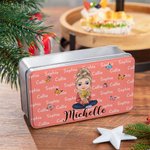 Personalised Butterfly Cartoon Mom Grandma Holding Birth Flower Bouquet Multicolour Biscuit Storage Tin with Names Birthday Christmas Gift for Women