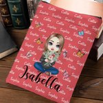 Couverture de livre personnalisée avec 1-8 noms Anniversaire Noël Cadeau pour femme Book Bookworm