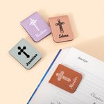 Personalised Stylish Cross Magnetic Leather Bookmark Clip with Name Multiple Colours Available Birthday Christmas Gift for Book Lover Reader
