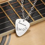 Henkilökohtainen kaiverrettu Note Symbol Guitar Pick riipus kaulakoru nimi Dainty musiikki korut syntymäpäivälahja kitaransoittajat ystäville Lovers