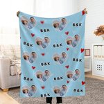 Personalized Heart Couple Photo Soft Throw Blanket with Initials Home Decor Birthday Anniversary Valentine's Day Gift for Couple