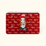 Personalised Butterfly Cartoon Mom Grandma Holding Birth Flower Bouquet Multicolour Biscuit Storage Tin with Names Birthday Christmas Gift for Women