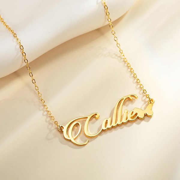 Personalised Dainty Butterfly Name Pendnat Necklace Valentine's Day Birthday Anniversary Gift for Women Girls