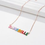 Personalised Colourful 3D Enamel Bubble Letter Name Necklace Dainty Jewellery Anniversary Birthday Gift for Women