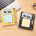 Personalisierte Bleistift Buntstift Notebook Zusammensetzung Buch Haftnotiz hölzernen Halter mit Stift und Stift Steckplatz Anerkennung Geschenk für L