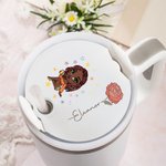 Personlig tegneserie jente fødselsblomst navneskilt lokk topper tumbler tilbehør til Stanley bursdagsgave til jenter