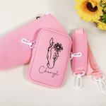 Personalized Line Birth Flower Horse Water Bottle Carrier Bag with Name Pouch and Strap Accessories for 40oz Stanley Birthday Gift for Women