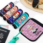 Personalized Birth Flower Cartoon Character Luggage Handle Wraps with Name Set of 2 Travel Accessories Birthday Gift for Travel Lovers