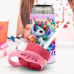 Personalized Colourful Fantasy Unicorn 12 oz Insulated Water Bottle with Name and Silicone Straw Birthday Gift for Kids