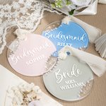 Personalised Pearl Acrylic Hanger Tag with Title and Name Wedding Bachelorette Party Bridal Shower Gift for Bride Bridesmaid Groomsman