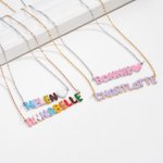 Personalised Colourful 3D Enamel Bubble Letter Name Necklace Dainty Jewellery Anniversary Birthday Gift for Women