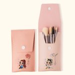 Personalised Cute Cartoon Character Birth Flower Makeup Brush Bag Set with Name and 8 Pcs Makeup Brushes Birthday Gift for Women Girls
