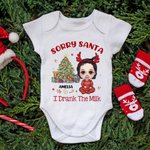 Personalised Cute Cartoon Character Christmas Tree 100% Cotton Baby Bodysuit with Name Christmas Baby Shower Gift for Baby