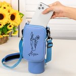 Personalized Line Birth Flower Horse Water Bottle Carrier Bag with Name Pouch and Strap Accessories for 40oz Stanley Birthday Gift for Women
