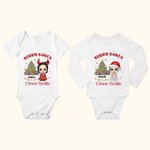Personalised Cute Cartoon Character Christmas Tree 100% Cotton Baby Bodysuit with Name Christmas Baby Shower Gift for Baby