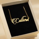 Personalised Dainty Butterfly Name Pendnat Necklace Valentine's Day Birthday Anniversary Gift for Women Girls