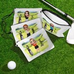 Personalized Lawn Cartoon Character Wristlet Linen Golf Ball Storage Bag with Name Sports Accessories Birthday Gift for Golfers Golf Players