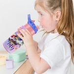 Personalized Colourful Fantasy Unicorn 12 oz Insulated Water Bottle with Name and Silicone Straw Birthday Gift for Kids