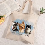 Personalized Pet Photo Reusable Large Canvas Tote Bag Gift for Pet Lovers
