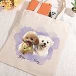 Personalized Pet Photo Reusable Large Canvas Tote Bag Gift for Pet Lovers