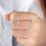 Minimalista personalizado Tulipán Birthstone collar con nombre de lado Navidad Día de la Madre Cumpleaños de regalo para las mujeres