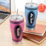 Gepersonaliseerde Multicolor Glitterkrijt Ontwerp 30oz Naam Gebogen Tumbler met Rietje Terug naar School Waardering Gift voor Leraar