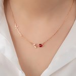 Minimalista personalizado Tulipán Birthstone collar con nombre de lado Navidad Día de la Madre Cumpleaños de regalo para las mujeres