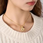 Personalizada Pave Circón 3D Puff Letra Inicial Colgante Collar con Piedra de Cumpleaños Joyería Dainty Cumpleaños Aniversario Regalo para Mujeres