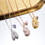Personalizada Pave Circón 3D Puff Letra Inicial Colgante Collar con Piedra de Cumpleaños Joyería Dainty Cumpleaños Aniversario Regalo para Mujeres