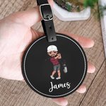 Personalised Cartoon Character PU Leather Golf Tee Holder Storage Bag with Name Golf Accessory Birthday Gift for Golfer Golf Player