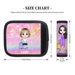 Personalized Cartoon Girl Woman Character Set of 2 Glitter Luggage Handle Wraps with Name and Contact Card Travel Accessories BIrthday Gift for Her